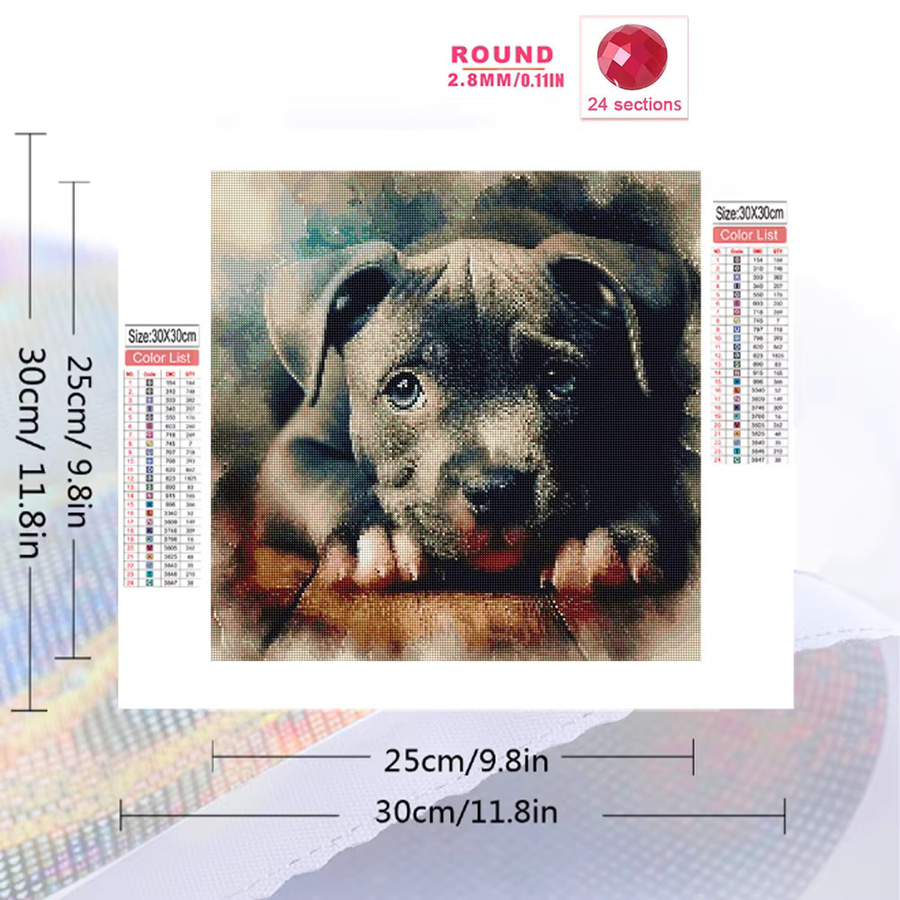 Momoart Diamant-Gemälde Hund DIY-Strass-Mosaik Set für Kreuzstich und Stickerei, Breite: 20 cm, Höhe: 20 cm - Bild 2