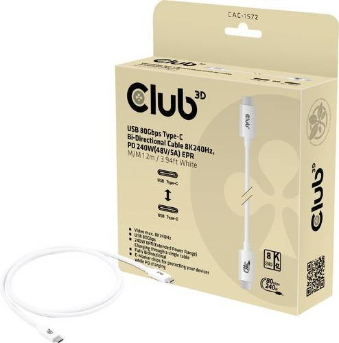 Club3D USB4 USB-C Kabel Weiß CAC-1572 Länge: 1,20 m - Bild 1