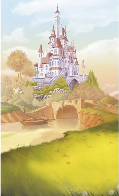 Komar Vlies Fototapete Disney Princess Belle Castle River in Bunt - Bild 1