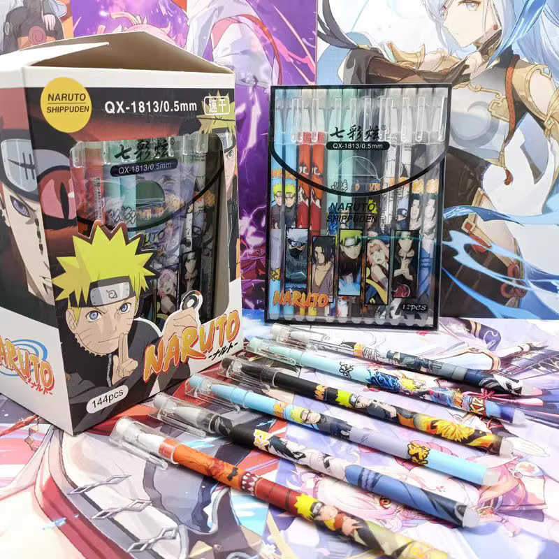 Naruto Anime Gelstifte Set mit 12 Stück in Schwarz und Multicolour für die Schule - Bild 4