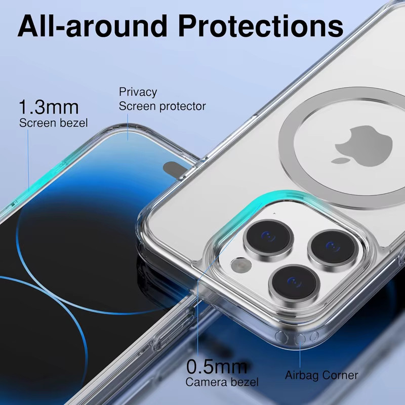 Magnetische MagSafe Clear Hülle für Apple iPhone kompatibel mit Wireless Charging, transparent - Bild 3