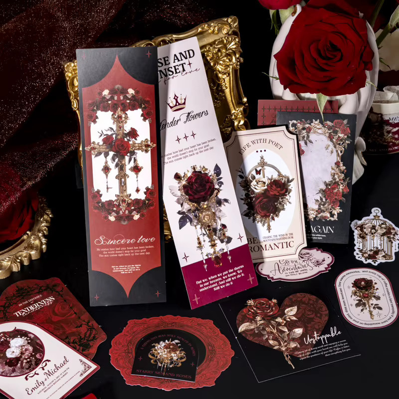 Ketchup Girl's Love Beyond Roses Collection Aufkleber-Set mit Rosenmotiv für deine Collage-Dekoration, 60 Blatt pro Packung, Mehrfarbig - Bild 5