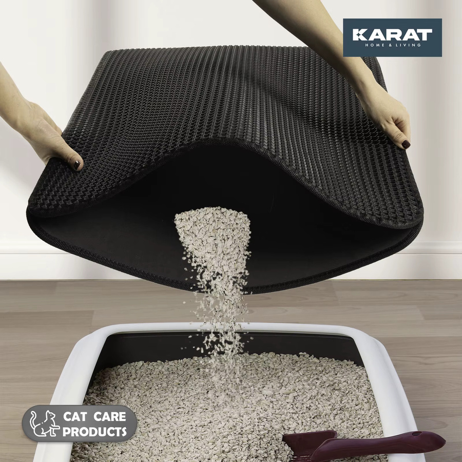 Floordirekt Katzenstreumatte Charly mit Bienenwaben-Design, wasserdicht und rutschfest, B/B/H: 61,0 x 38,0 x 38,0 cm, Anthrazit/Grau/Braun/Schwarz - Bild 3