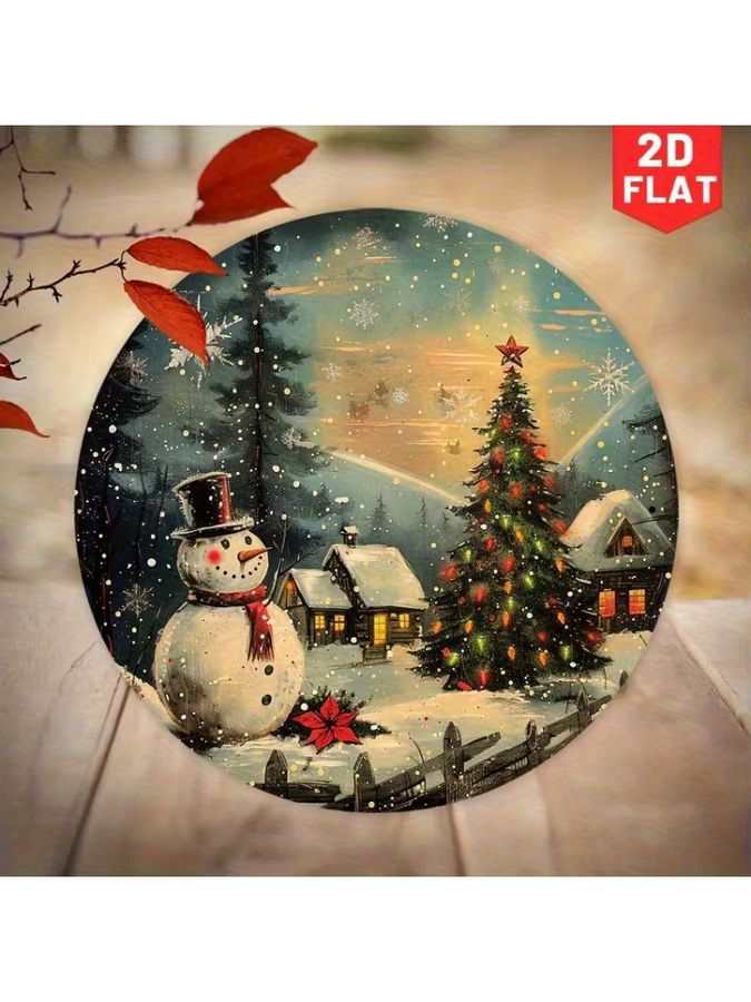 Potdemiel Retro Wanddekoration Schneemann Winter Wunderland aus Metall, Durchmesser: 20 cm, Multicolor - Bild 5