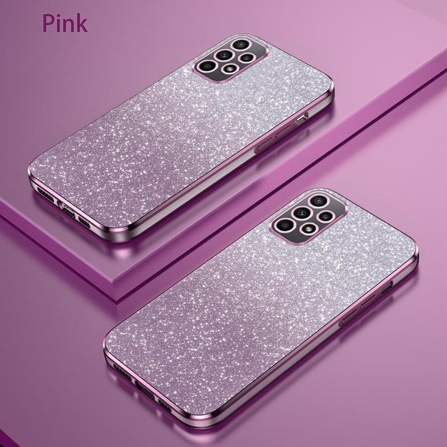 Luxus Glitzerhülle für Samsung Galaxy A53 5G, transparente TPU Stoßstange in Rosa - Bild 1