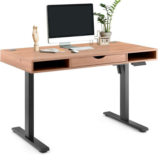 hjh OFFICE Elektrisch höhenverstellbarer Schreibtisch Worktime Style in Eiche Braun mit Melaminharzbeschichtung - Bild 1