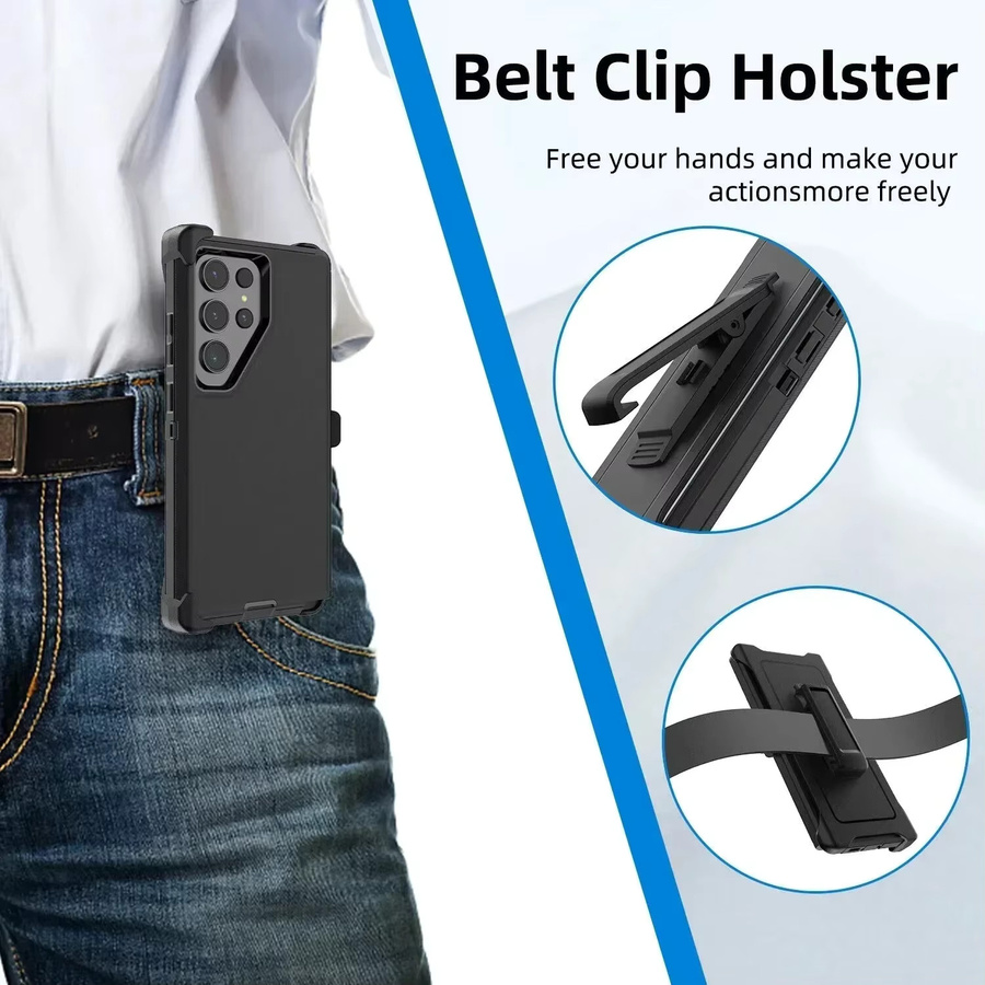 OTT-BOX 3-in-1 Rüstungshülle mit Gürtelclip für Samsung Galaxy S26 Ultra S25 S24 S23 Plus A57 A56 und weitere Modelle in Schwarz, Grau oder Weiß - Bild 3