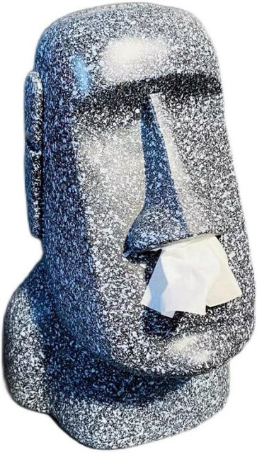 Dekorative Taschentuchbox Harz Stein Figur Ostern Ornament in Grau und Beige für Zuhause Büro und Restaurant - Bild 1