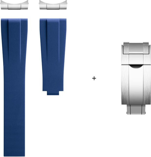 Sweetown Uhrenarmband FKM Fluorkautschuk, dunkelblau, Herren - Bild 1