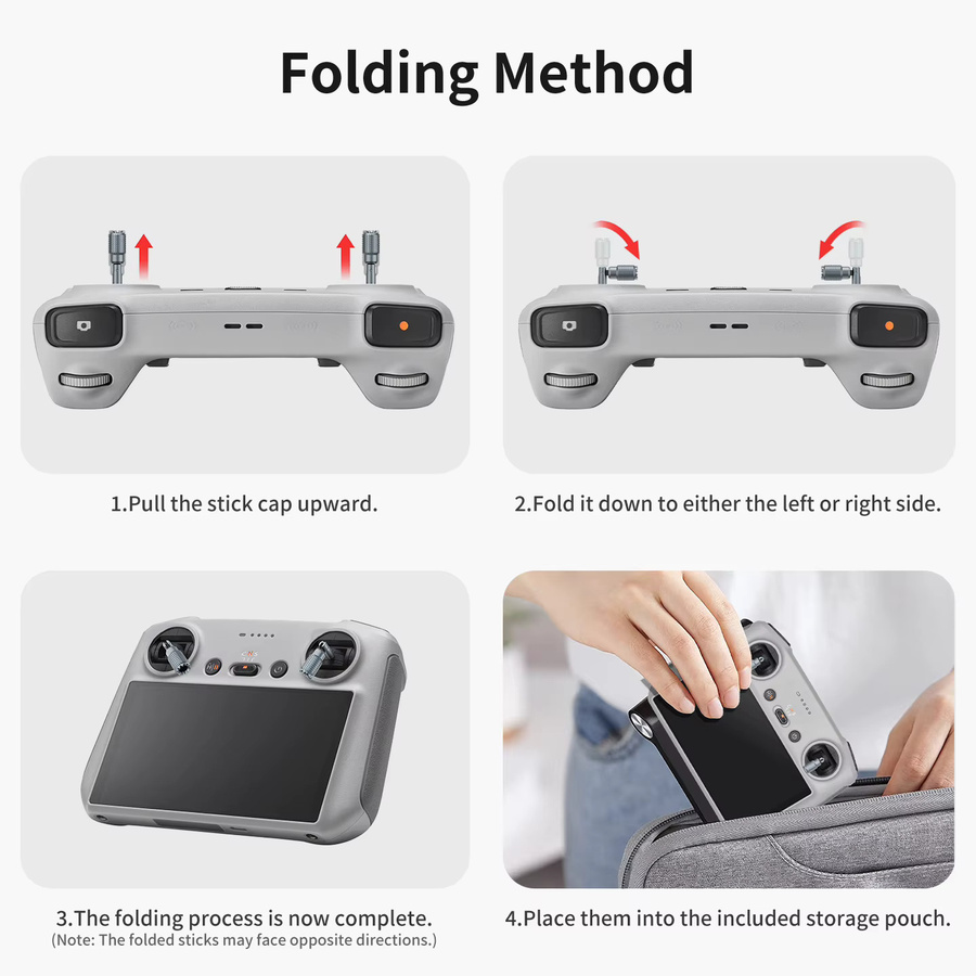 DJI Faltbarer Joystick Ersatz Daumen Rocker Stick für FPV Avata 2 RC Pro 2 Mini 4 Pro und Air 3 in Silber und Grau - Bild 3