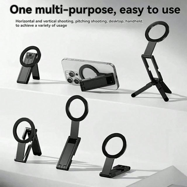 Magnetischer Mini Handyhalter faltbar und verstellbar in Schwarz - Bild 1