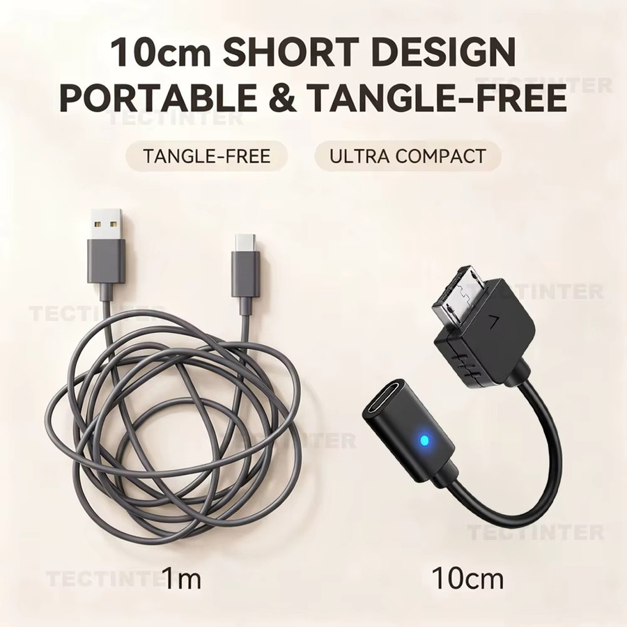 TECTINTER USB-C Ladeadapter für PS Vita 1000 Konsole, Typ-C LED Stromkonverter-Kabel, Schwarz - Bild 3