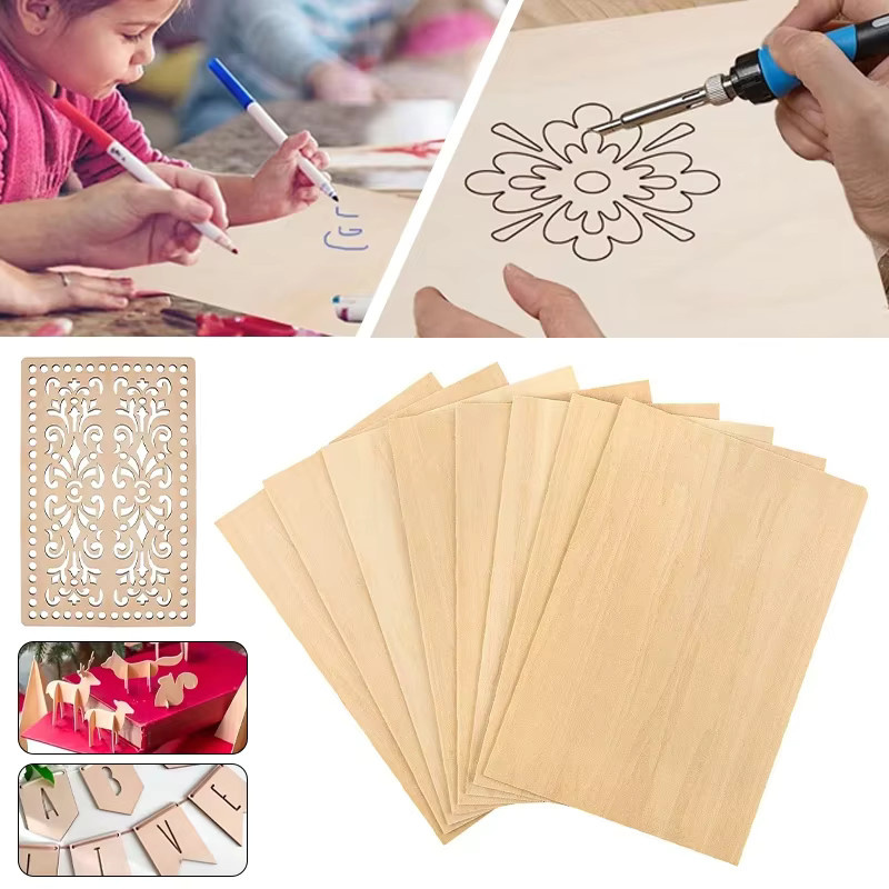 Balsaholzplatten in Beige für Bastelarbeiten und DIY-Projekte, dünne Holzplatten zum Schneiden und Gravieren - Bild 3