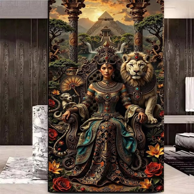 Linxiaofei Schöne Frau Königin Löwe DIY Diamantmalerei-Set, Bunt / Mehrfarbig - Bild 1