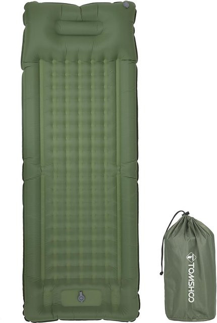 TOMSHOO Aufblasbare Isomatte mit integrierter Pumpe, extra dick, Armee Grün, Höhe: 10,2 cm - Bild 1