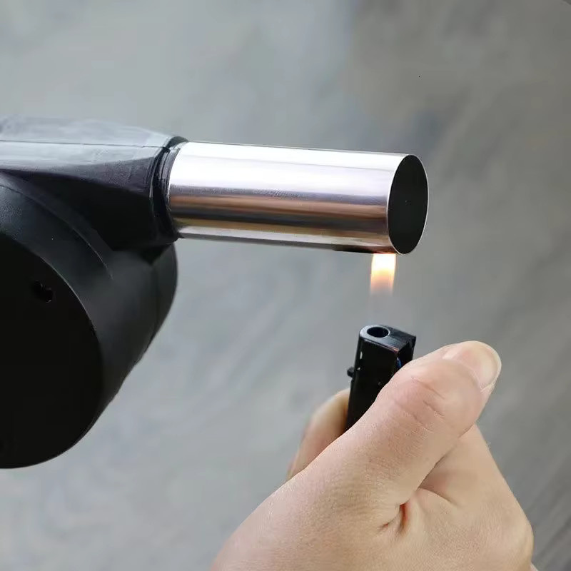 HOCOSHINE Tragbarer Handkurbelventilator als manuelles Luftgebläse und Feuerstarter in Schwarz für BBQ, Camping und Picknick - Bild 3