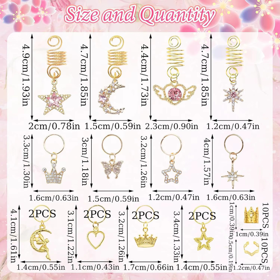 Haarring-Set, Rosa Diamant-Mondanhänger, Unisex - Bild 2