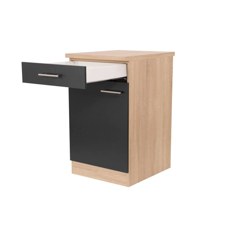 Respekta Küchen-Unterschrank Merle Schwarz mit Soft-Close-Türen und Regalböden B/H/T: 50 x 85 x 60 cm - Bild 2