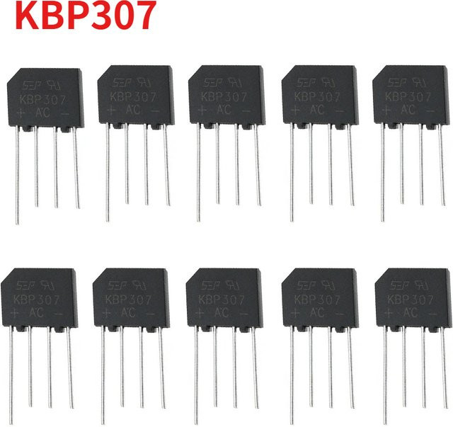 10 Stück YTDMEN KBP307 Brückengleichrichter 3A 1000V in Schwarz für Elektronik-DIY und Stromversorgungsprojekte - Bild 1