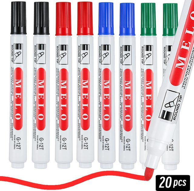 LOLEDE Permanent Marker Set 20 Stück, wasserfeste Stifte in Schwarz, Rot und Blau, 2mm Spitze, schnelltrocknend für Reifen und fettige Oberflächen - Bild 1