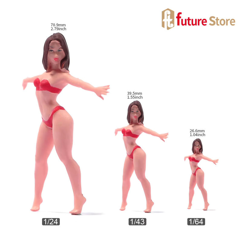 MAK Miniatur Figur Mädchen im Bikini für Diorama und Modellbau, mehrfarbig, Kunstharz - Bild 4