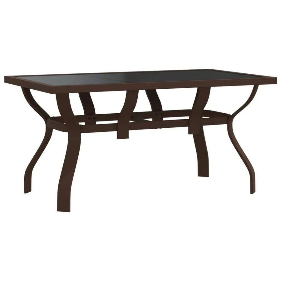 Furnicato Gartentisch aus Stahl und Glas in Braun und Schwarz, B/T/H: 140 x 70 x 70 cm - Bild 2