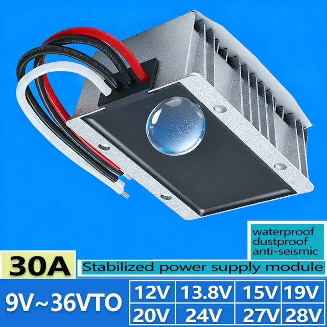 kangwobei DC-zu-DC Buck-Boost Spannungsregler Netzteil 20A Wasserdichtes Auto-Reglermodul in Silber - Bild 1