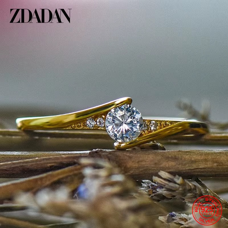 ZDADAN Ring, 925 Silber, Gold, Zirkonia, Damen - Bild 2