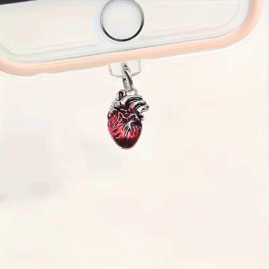 Kreativer Handy-Anhänger mit Herz-Design aus Zinklegierung in Rot als Staubstecker für dein Mobiltelefon - Bild 3
