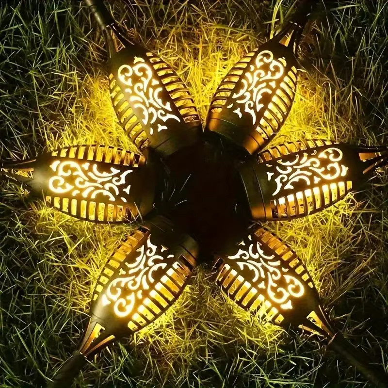 ESMARTER Solar Flammen Fackel mit 12 LED, Wasserdichte Outdoor Stehlampe in Schwarz für Garten, Terrasse und Gehweg - Bild 3