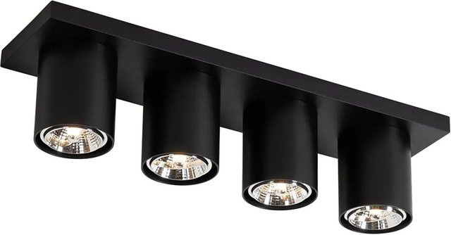 QAZQA Moderner Deckenstrahler Tubo in Schwarz, 4-flammig, dimmbar, aus Aluminium für Wohnzimmer und Esszimmer - Bild 1
