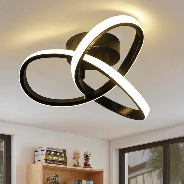 Cliheet LED-Deckenleuchte in Schwarz mit 3 Flügeln, modernes Ring-Design, warmweißes Licht 3000K, flimmerfrei und blendfrei für Wohnzimmer und Schlafzimmer - Bild 1