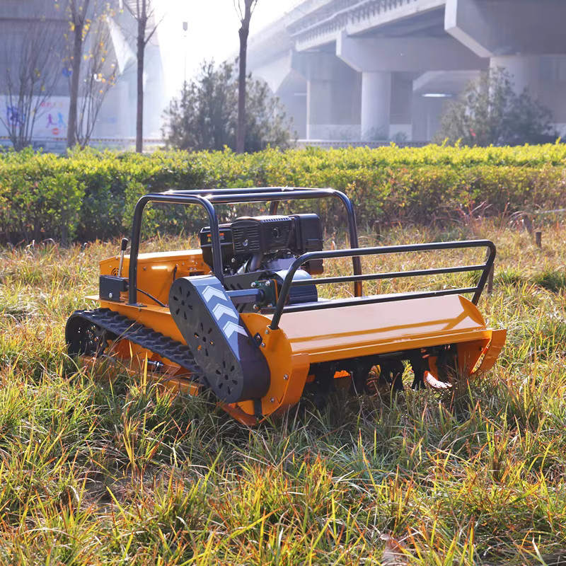 AIWEIYA Ferngesteuerter Gras-Schneid- und Zerkleinerungsroboter Schlegelmäher in Orange für Obstgarten und Bauernhof - Bild 2