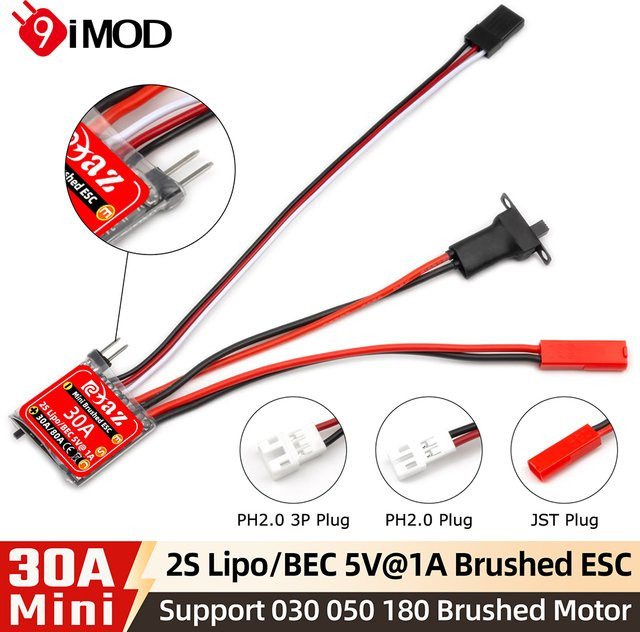 9IMOD RC Brushed ESC 30A Bidirektional mit Drag Brake Schalter, Geschwindigkeitsregler - Bild 1