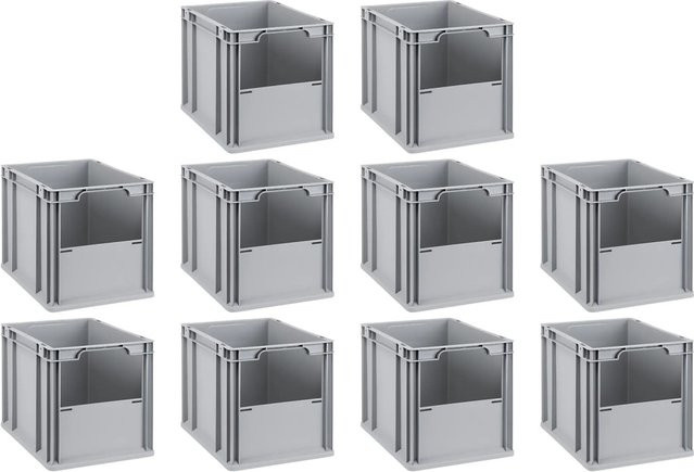 PROREGAL SparSet 10x Eurobox NextGen Insight Eurobehälter mit offener Front in Grau, H x B x T: 32 x 30 x 40 cm, 30 Liter, mit verstärkten Wänden - Bild 1
