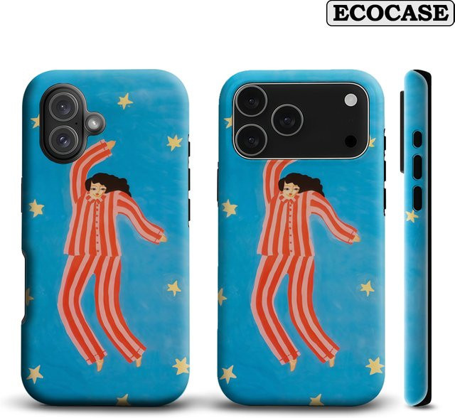 Potdemiel Handyhülle Starry Pyjama Girl Blau mit doppelschichtiger Rückseite für iPhone 17 16 15 14 13 12 Pro Max Plus - Bild 1