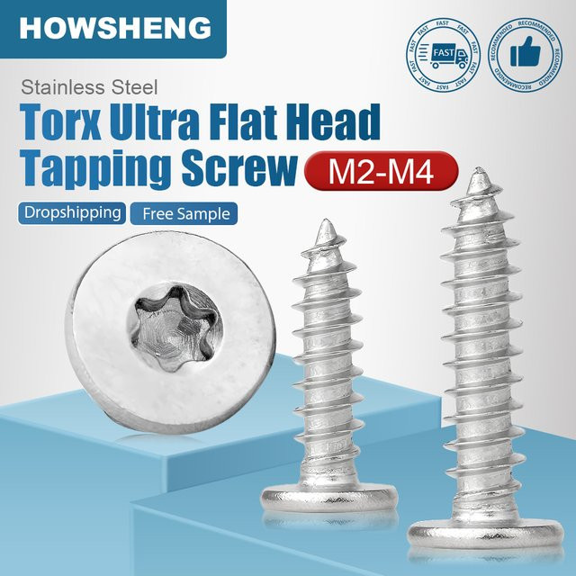 Howsheng Selbstschneidende Holzschrauben mit Torx-Antrieb aus Edelstahl in Silber, Ultra-Dünne Wafer-Kopf Super-Flache Schrauben für Holz - Bild 1
