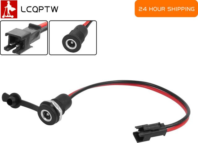 Gleichstrom-Klinkenbuchse rot für Panelmontage mit 2-poligem JST-SM-Stecker und 5,5 x 2,1 mm Verbindungskabel für Elektroroller - Bild 1