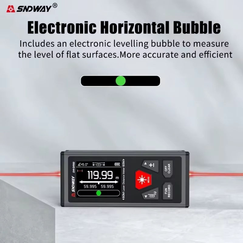 Dualer digitaler Laser-Entfernungsmesser mit elektronischem Winkelmesser und Magnetismus, wiederaufladbar, Rot/Schwarz - Bild 4
