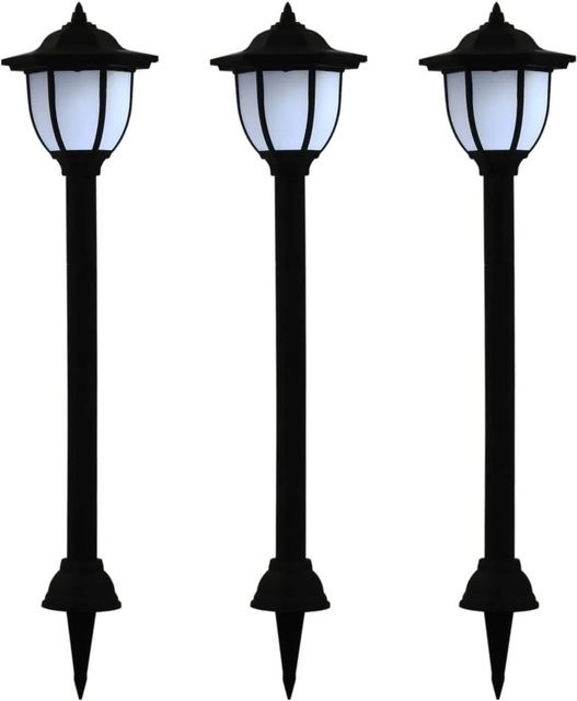 vidaXL Solar-LED-Outdoorleuchten im 3er-Set, Schwarz, Garten- und Terrassenbeleuchtung mit Dämmerungssensor und Erdspieß - Bild 1