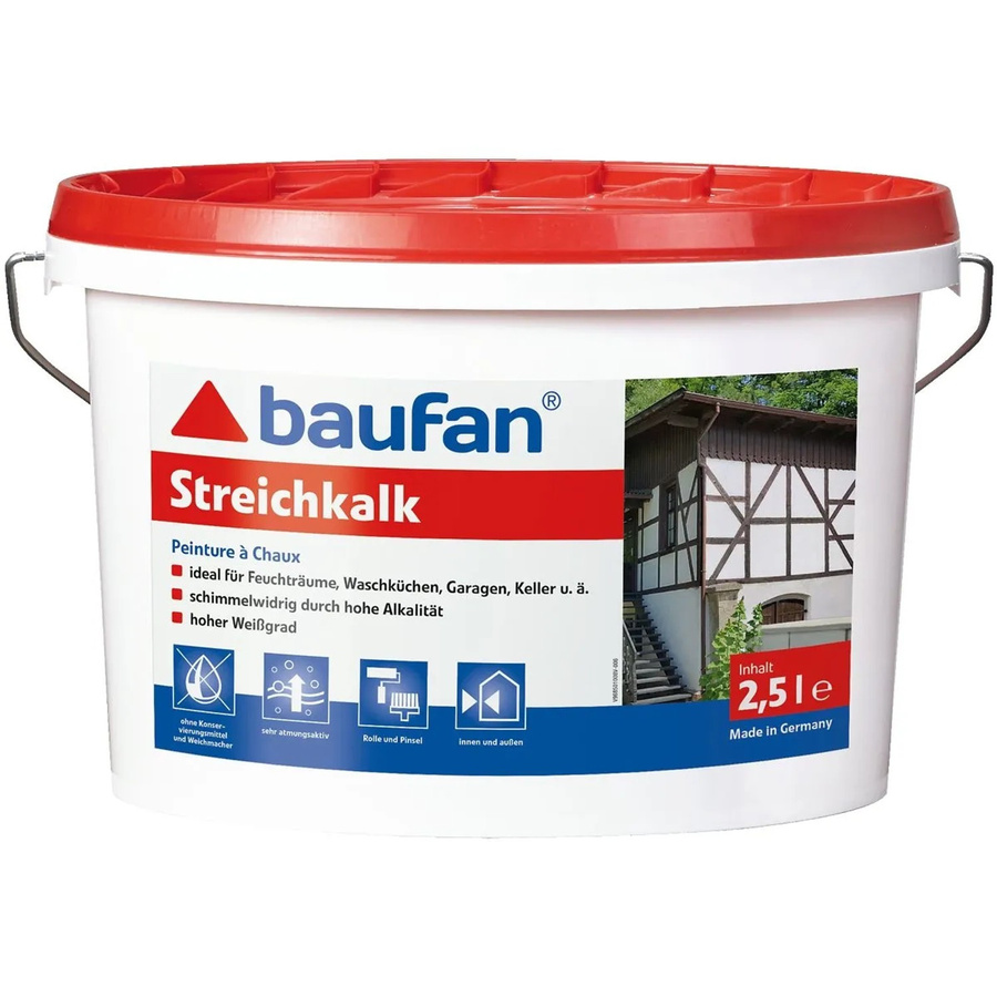 Baufan Streichkalk Kalkfarbe Weiß Matt 2,5 kg - Bild 2