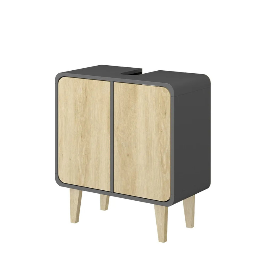 Vicco Waschbeckenunterschrank Arla in Anthrazit und Goldkraft Eiche, B/T/H: 60 x 61 x 30 cm - Bild 2