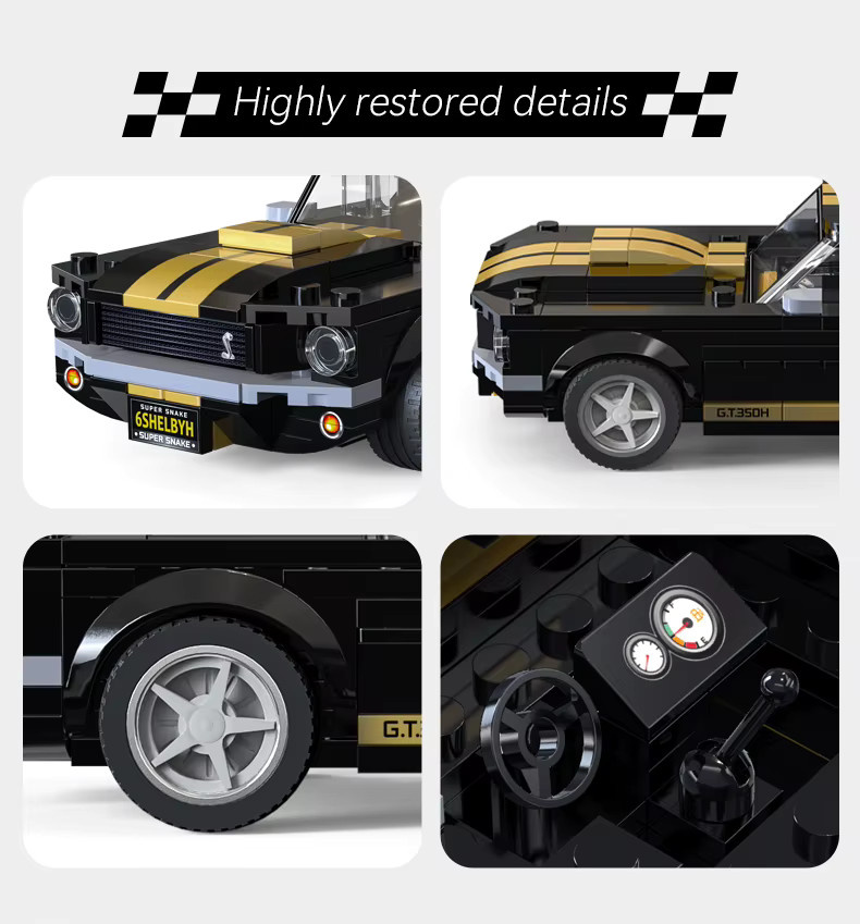CaDA Shelby GT350 Baustein-Set im Maßstab 1:24, schwarzes Retro-Muscle-Car für Auto-Enthusiasten - Bild 2