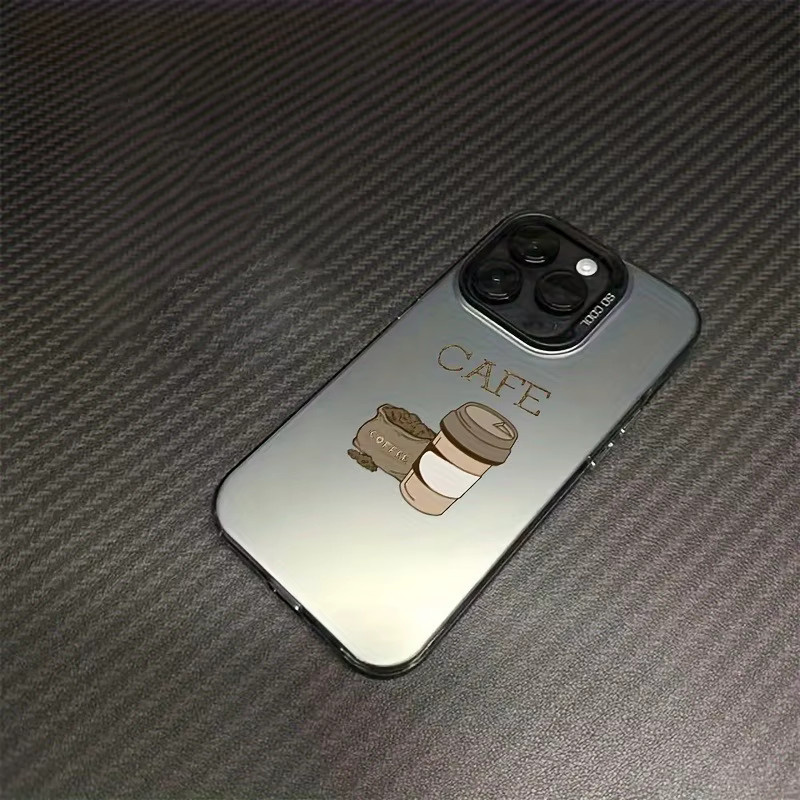 Galvanisierte TPU-Handyhülle mit Kaffeemuster in Schwarz für iPhone 17 Pro Max, 16, 15, 14, 13, 12, 11, Xs, Xr, X, 7, 8 sowie Mini, Plus, Pro, Pro Max und SE - Bild 2