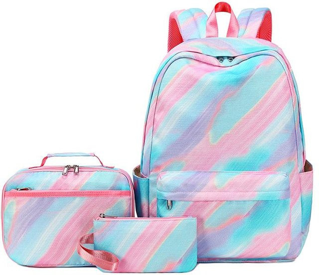 3-teiliges Set Kinder Schulrucksack von Fancy Style Studio mit Lunchtasche und Federmäppchen, wasserdicht, mehrfarbig - Bild 1