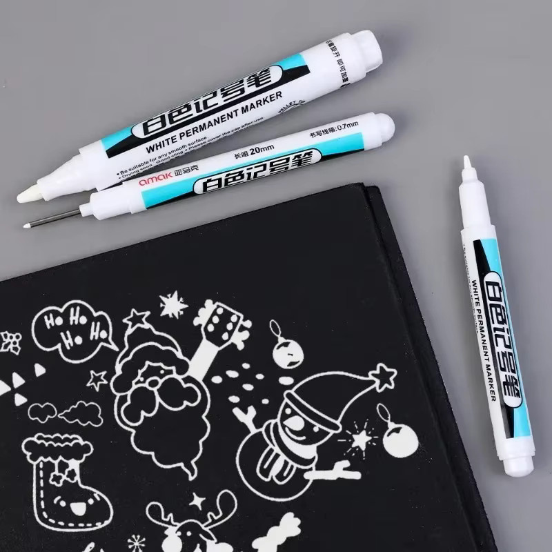 Weiße Permanent Marker Stifte wasserfest und fettbeständig für Glas, Reifen und Notebook in den Stärken 0,7mm, 1mm und 2,5mm - Bild 3