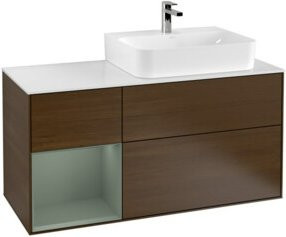 Villeroy & Boch Finion Waschtischunterschrank mit Abdeckplatte und Regalfach links, Farbe Walnuss, Breite: 120 cm, Tiefe: 50,1 cm, Höhe: 50,1 cm - Bild 1