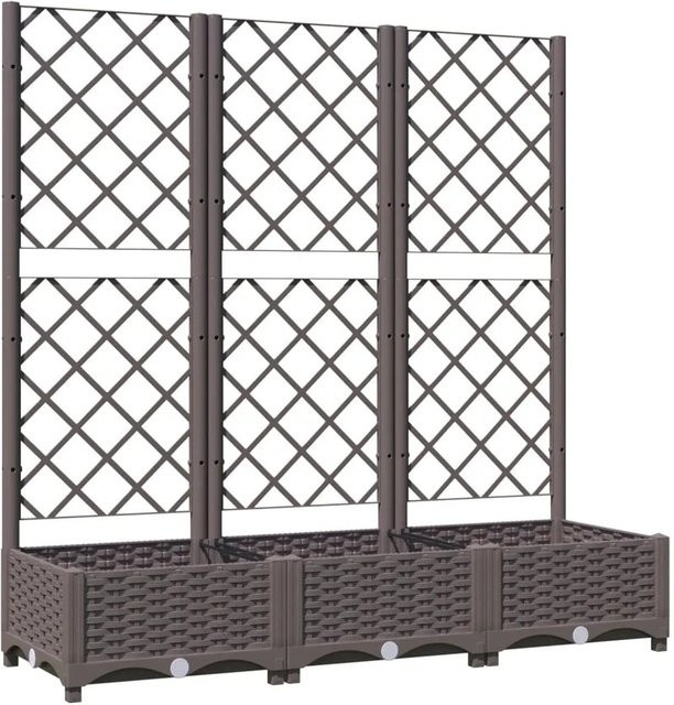 vidaXL Garten-Pflanzgefäß mit Spalier in Braun aus PP, B/T/H: 120 x 40 x 121,5 cm - Bild 1