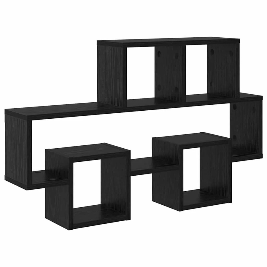 vidaXL Wandregal in Schwarz und Eichen-Optik aus Holzwerkstoff, B/T/H: 82 x 15 x 51 cm - Bild 2