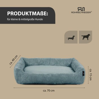 Rohrschneider Hundebett aus blauem Cordstoff mit abnehmbarem Bezug und rutschfester Unterseite - Bild 2